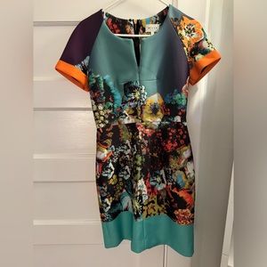 Milky scuba floral printed neoprene dress